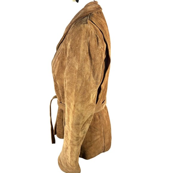 Vintage Brown Suede Womens Blazer Jacket By Bermans Size 14 - Picture 3 of 14